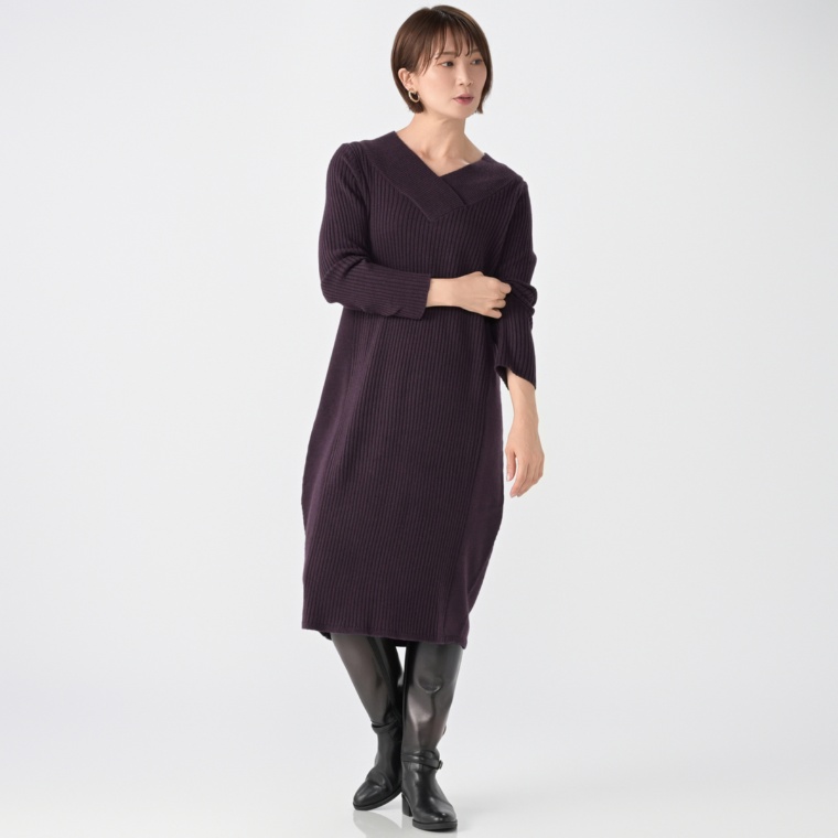 ModdedAnce 重ね衿リブニットワンピース
