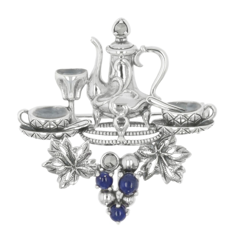 ラフィネ シルバー925 ラピスラズリティーセットブローチ[モネ]