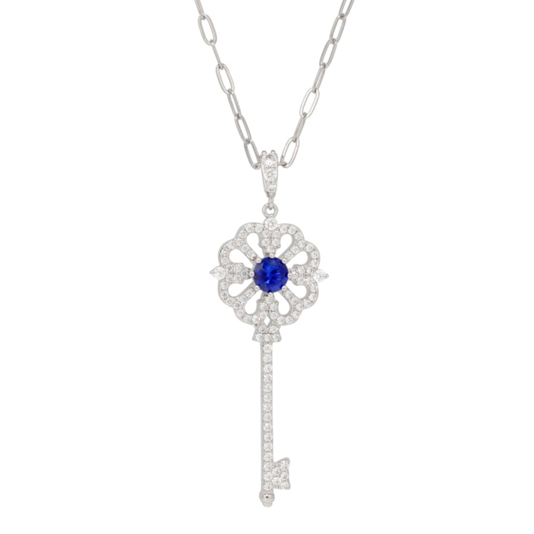 シンセティックサファイヤ&CZ キーペンダント1.75ct[テイラー]