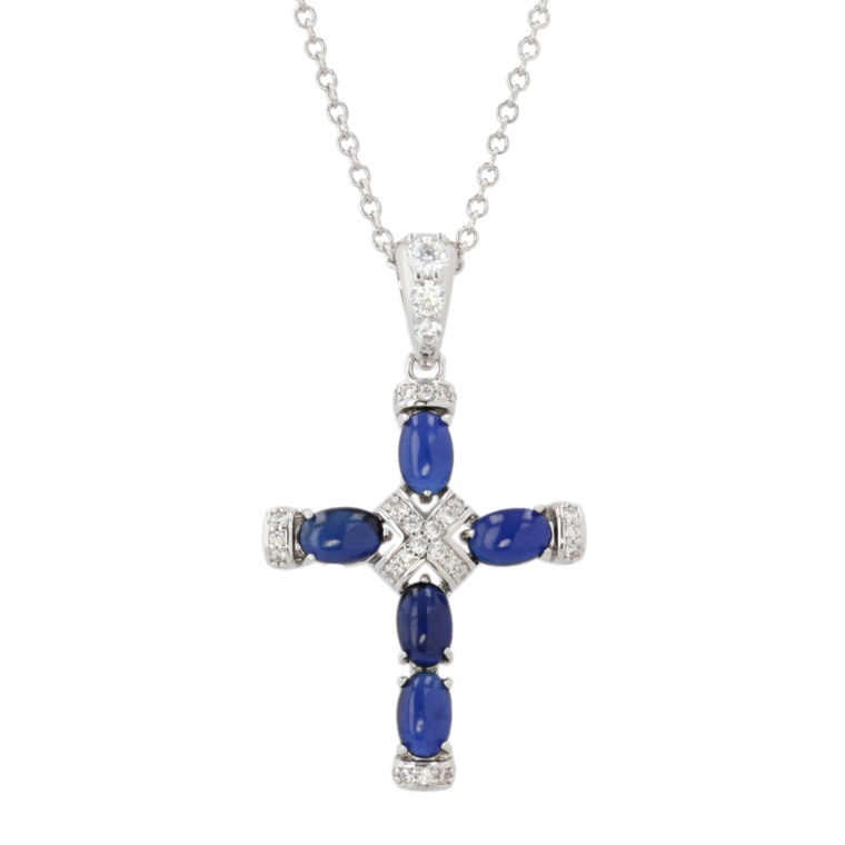 シンセティックサファイヤ クロスペンダント計3.35ct[リーゼ]