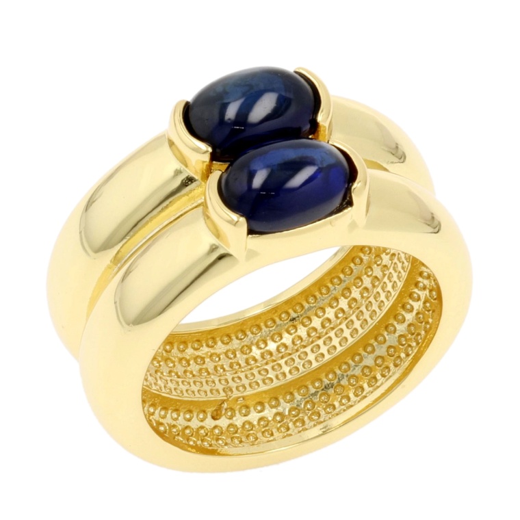 シンセティックサファイヤ オーバルカボションリング計2.0ct