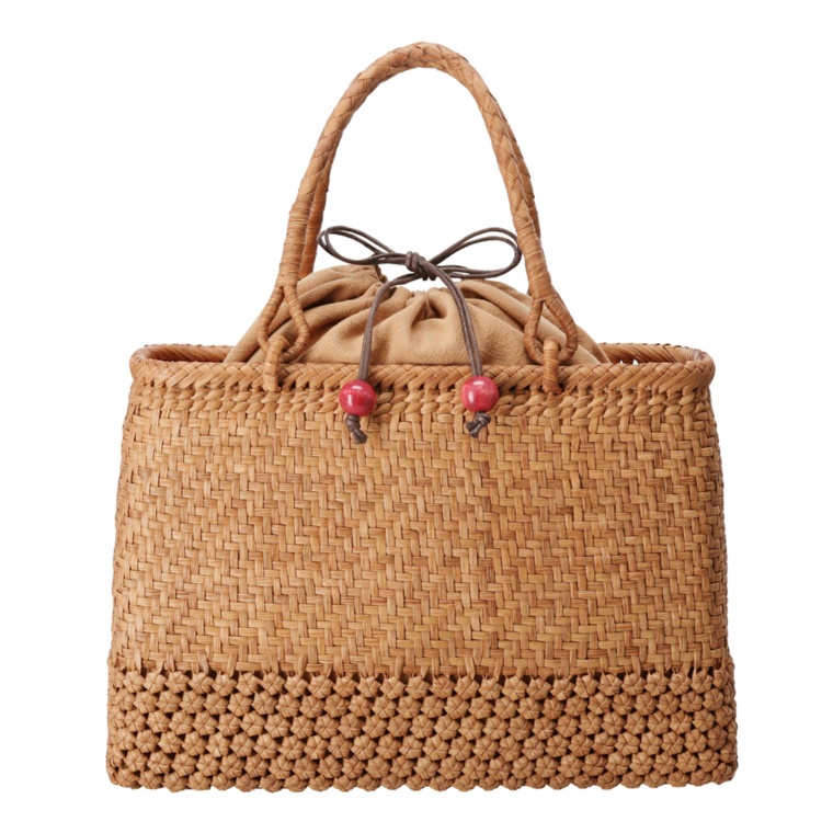 葡萄藤 網代細編み＋極細六角花編みバッグ