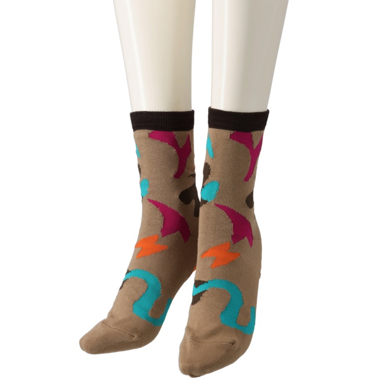 SUPERLADY日本製カモフラージュイナズマジャガードソックス