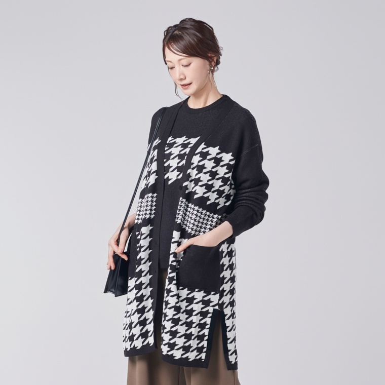 day to day 千鳥柄ジャガードニットカーディガン