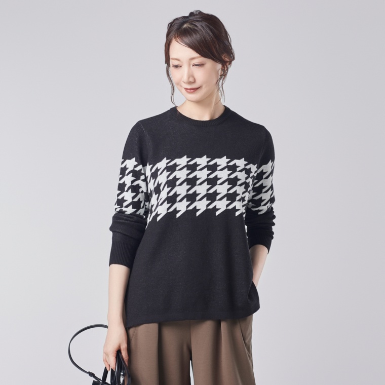 day to day 千鳥柄ジャガードニットプルオーバー