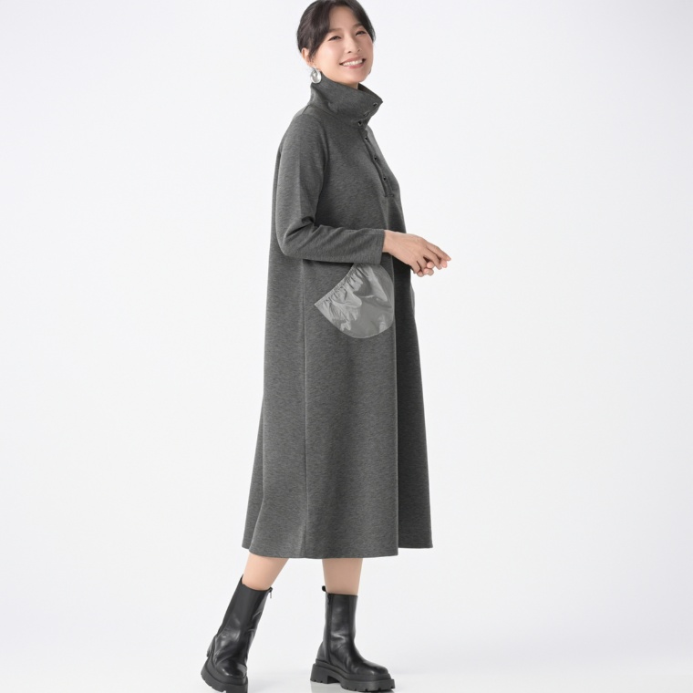 day to day ドット使いハーフオープンデザインワンピース