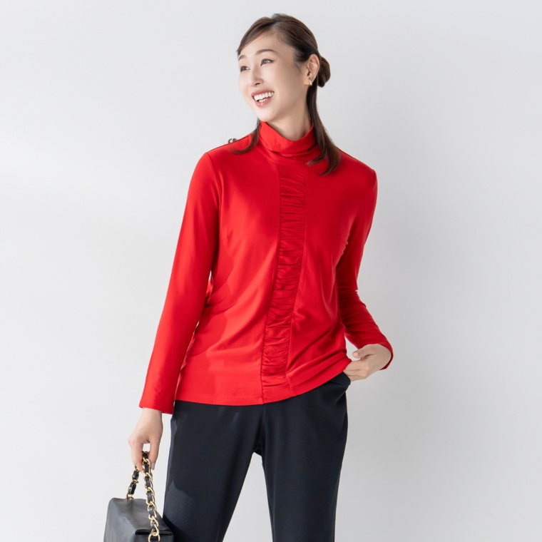 day to day 吸湿発熱ギャザー切替プルオーバー