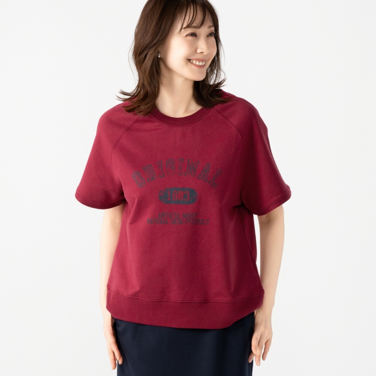 エニワイズ ロゴプリントのミニ裏毛プルオーバー