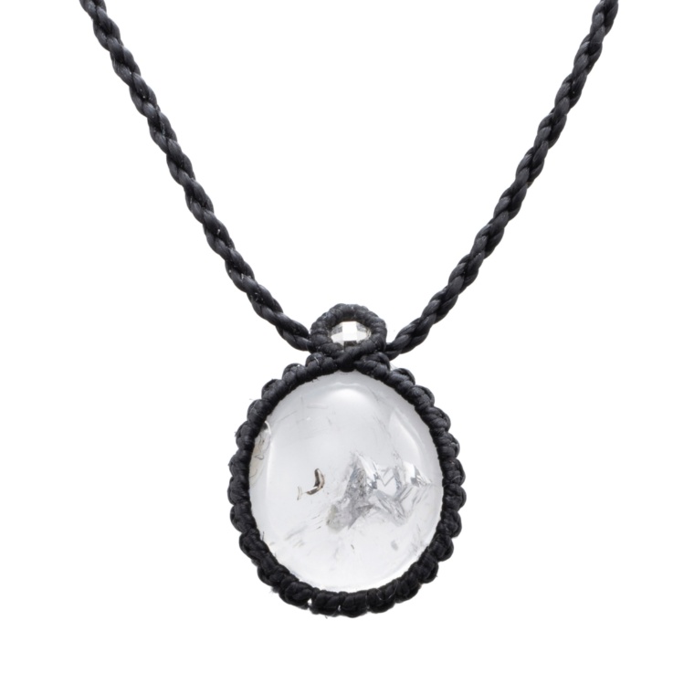 水入り水晶 PT950 マクラメ編みネックレス