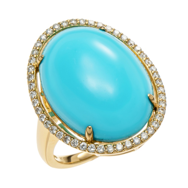 アリゾナターコイズ18KYGリング 10.0ctUP