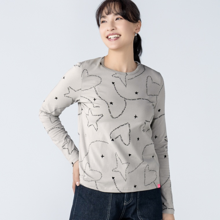 KiKKi スターロゴプリント長袖Tシャツ