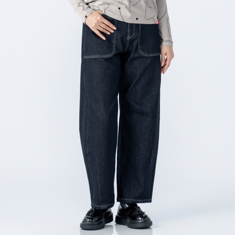 KiKKi デニムカーブワイドパンツ