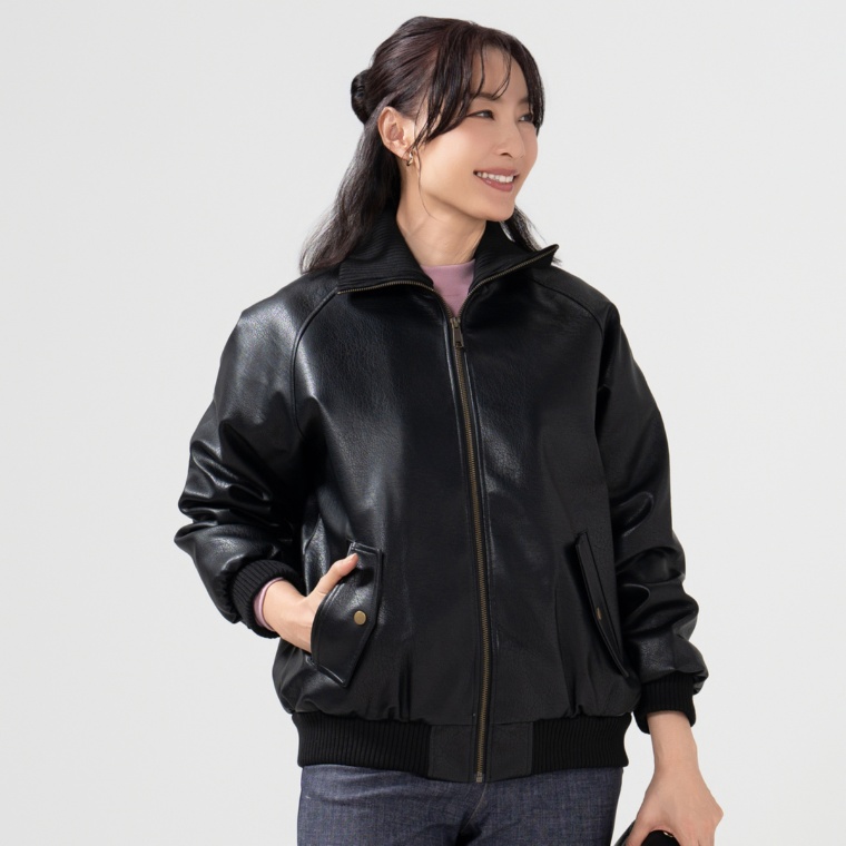 BOBSON SunSister レザー調ブルゾン