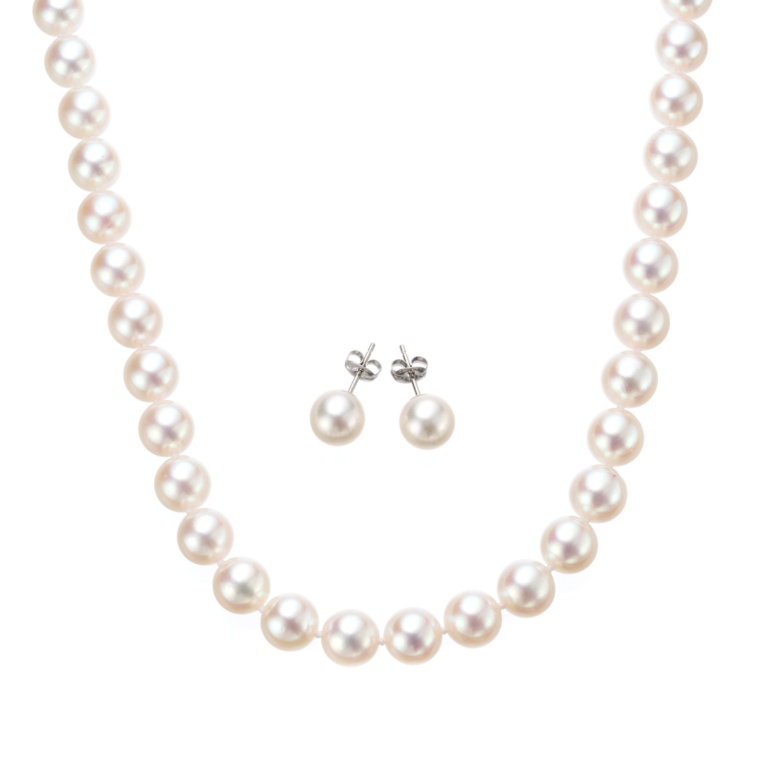 アコヤ真珠 8mm珠 ネックレス&イヤリング/ピアスセット