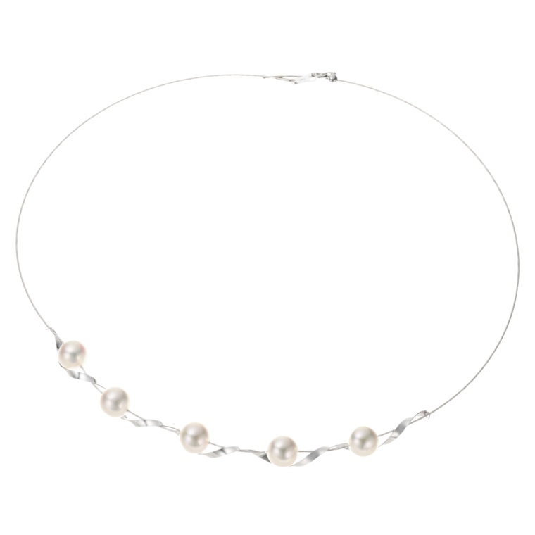 18KWGアコヤ真珠 デザインネックレス