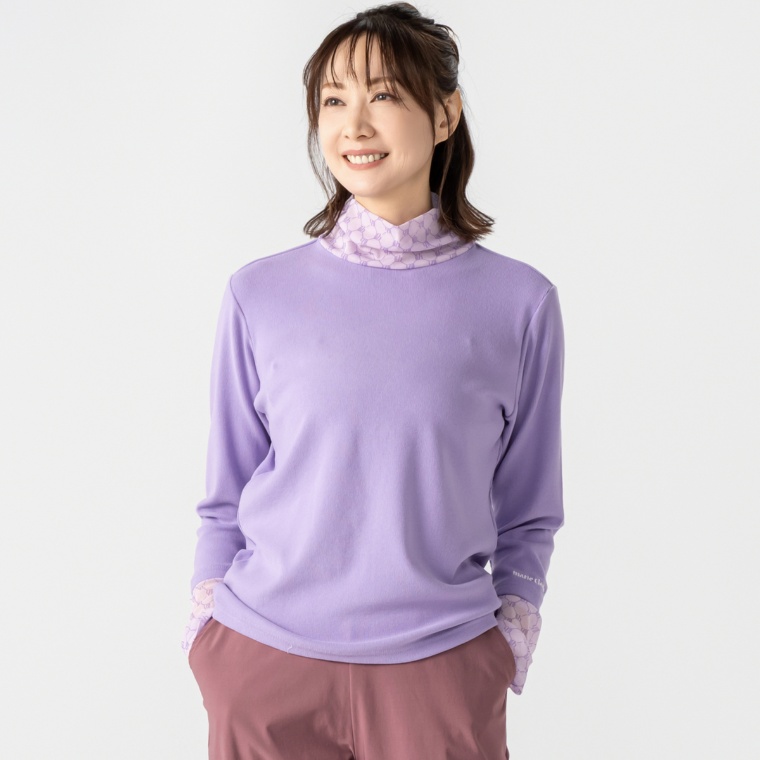 marie claire/bis リブニットシアーハイネックトップス