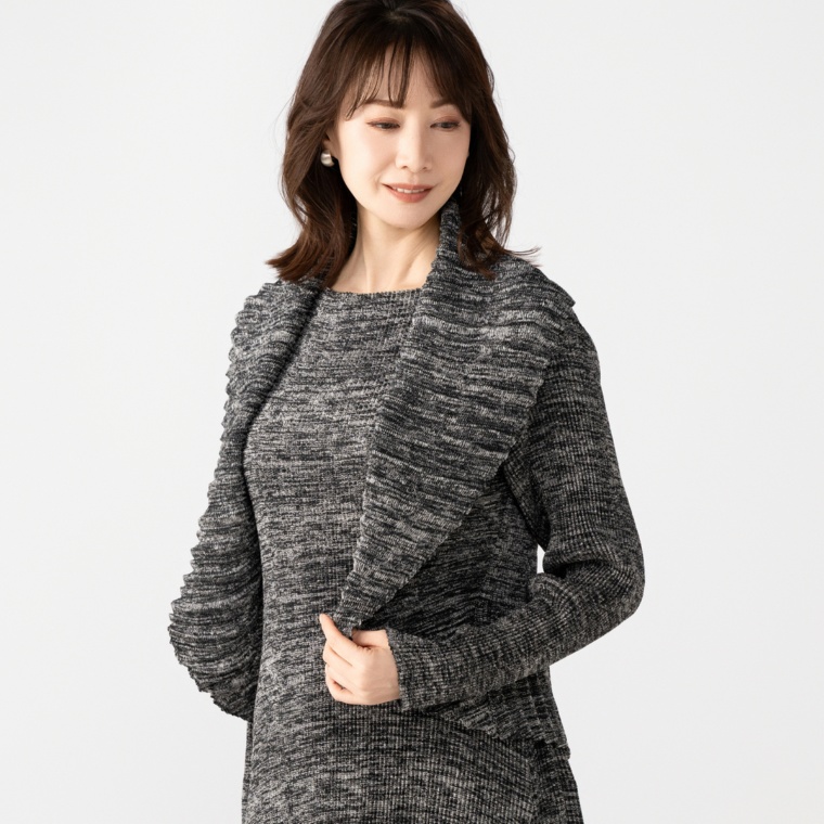 SPECCHIO シャトルプリーツフリーサイズショールカラージャケット