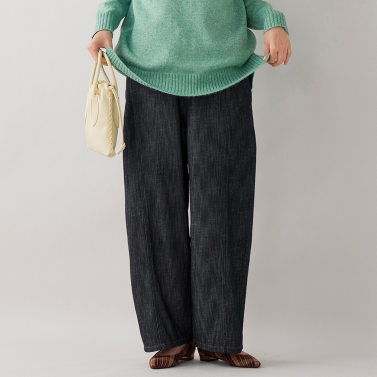 Provador やわらかソフト甘織デニムワイドパンツ