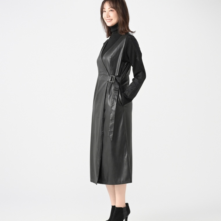 JEWEL MORRY’S レザー調 ジャンパードレス