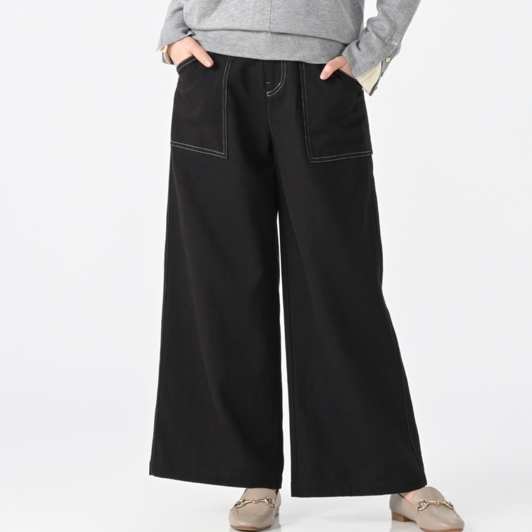 falsetto デニムベーカーワイドパンツ