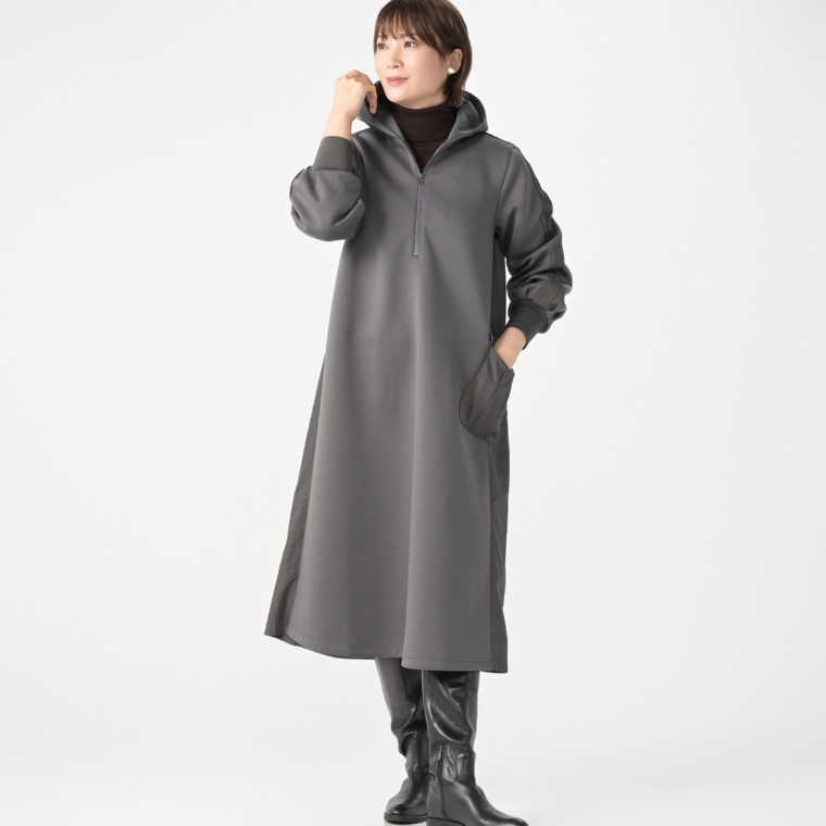 MINHA KILAKILA ダンボールニット&異素材ワンピース