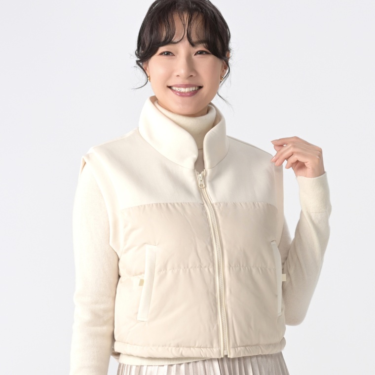 MINHA KILAKILA ダンボールニット&ダウン異素材ベスト