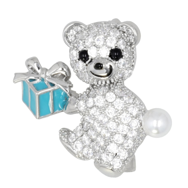 JinkaNezu CZ くまさんからの贈り物 ブローチ