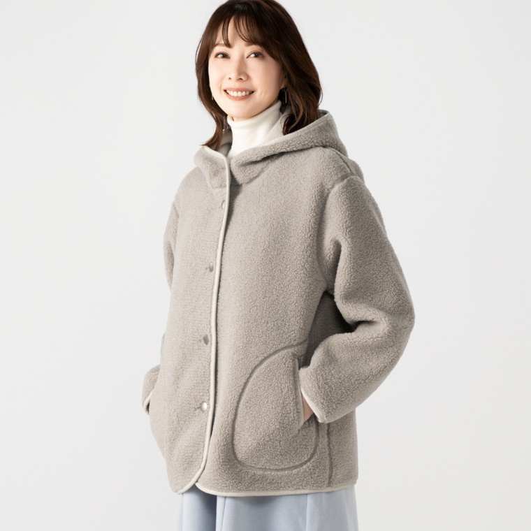 MINHA KILAKILA フーディーリバーシブルショートコート