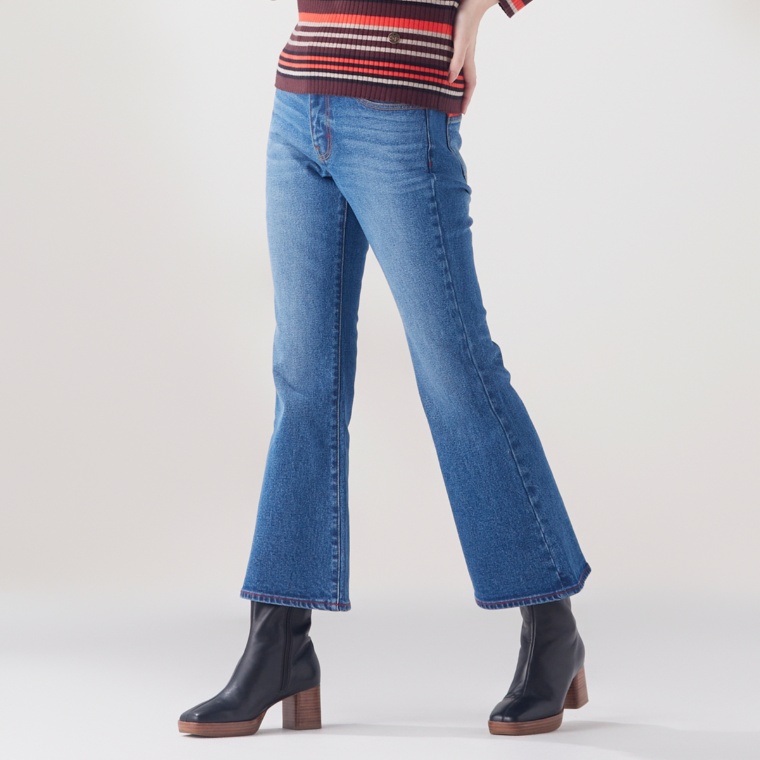 CORNPOPPER 選べる2丈デニムフレアーパンツ