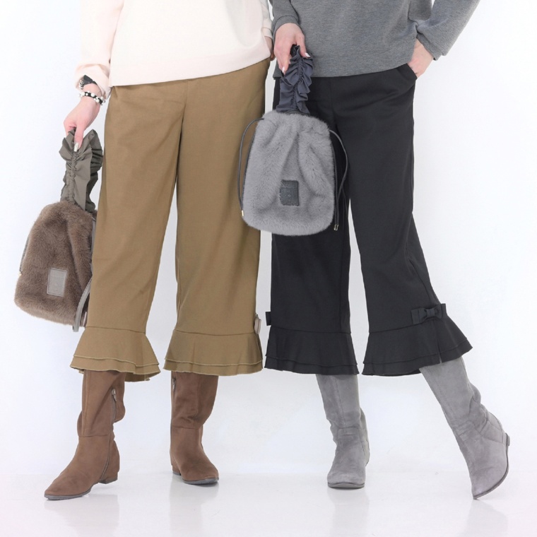 &LOVE 足元美人な裾ふりるセミワイドパンツ