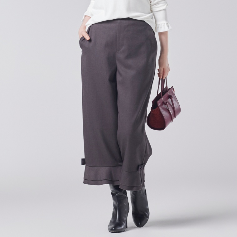 &LOVE 足元美人な裾ふりるセミワイドパンツ