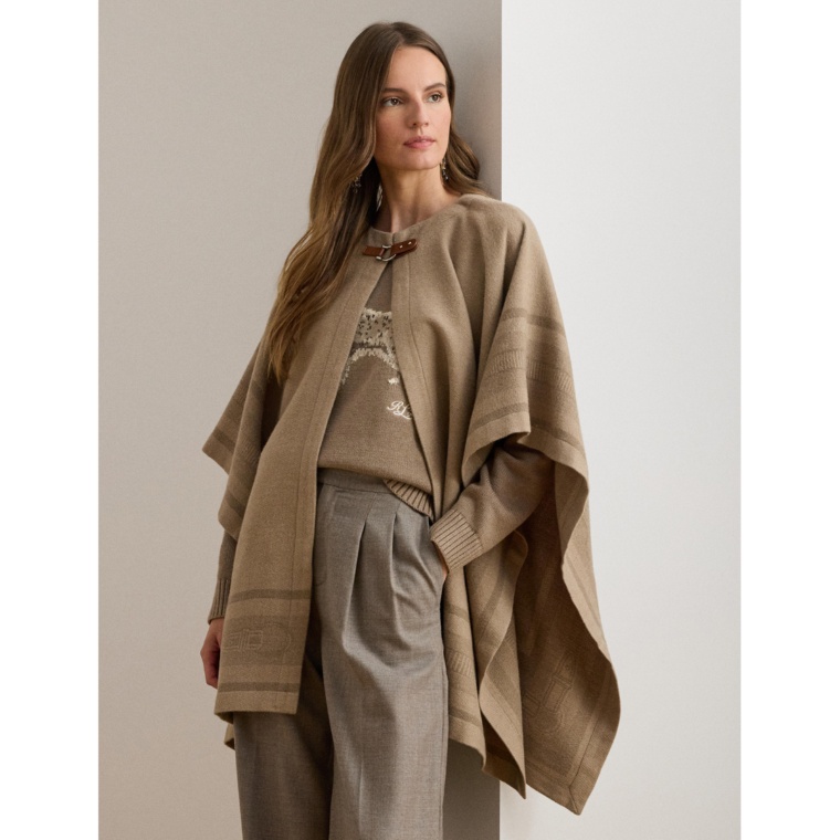 Lauren Ralph Lauren ウール混ジャガードポンチョ Lauren Ralph