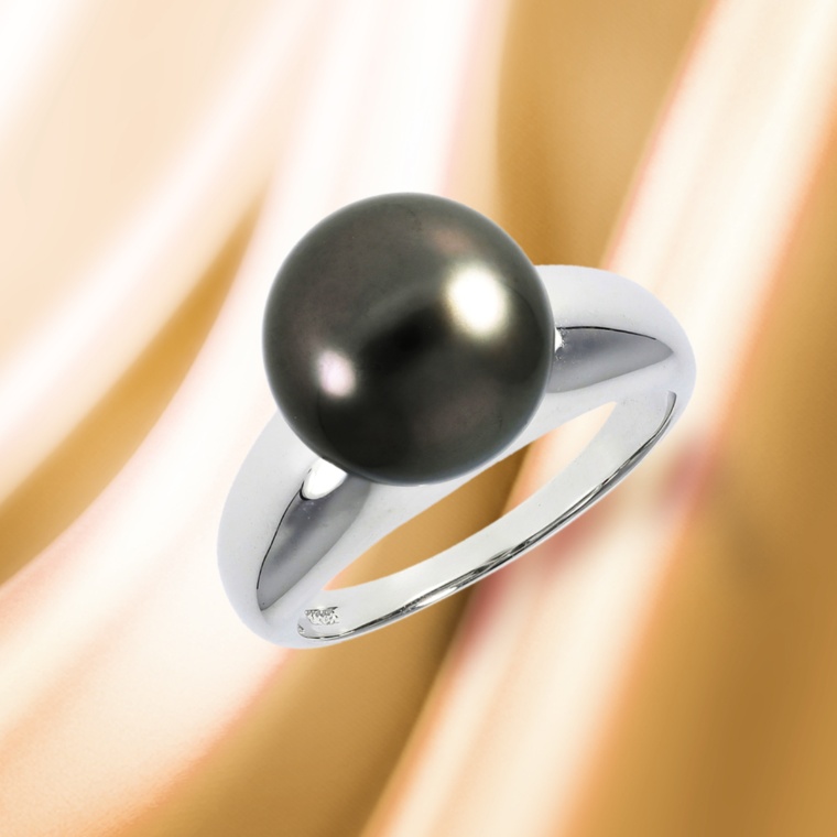 越田雅哉 シルバー925 黒蝶真珠 10mm珠リング