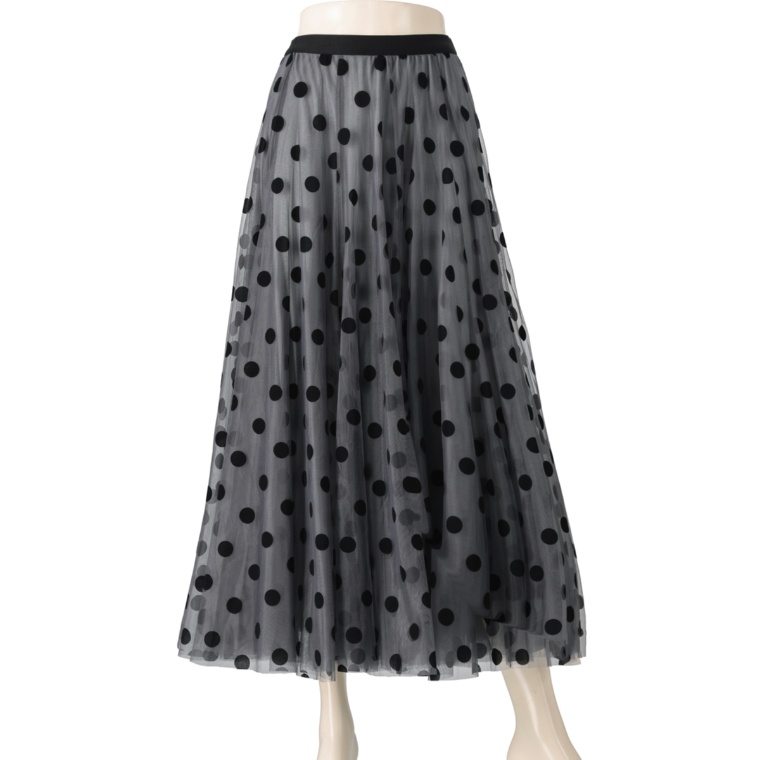 Anne Coquine フロッキーチュールボリュームロングスカート