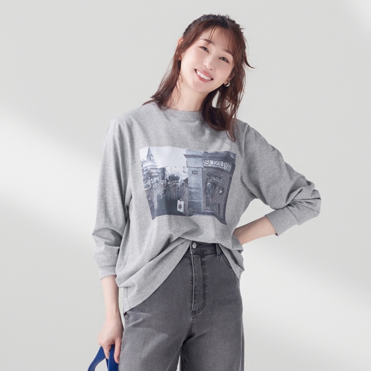BELLE BOUDOIRハードウォッシュサンジェルマン柄長袖Tシャツ