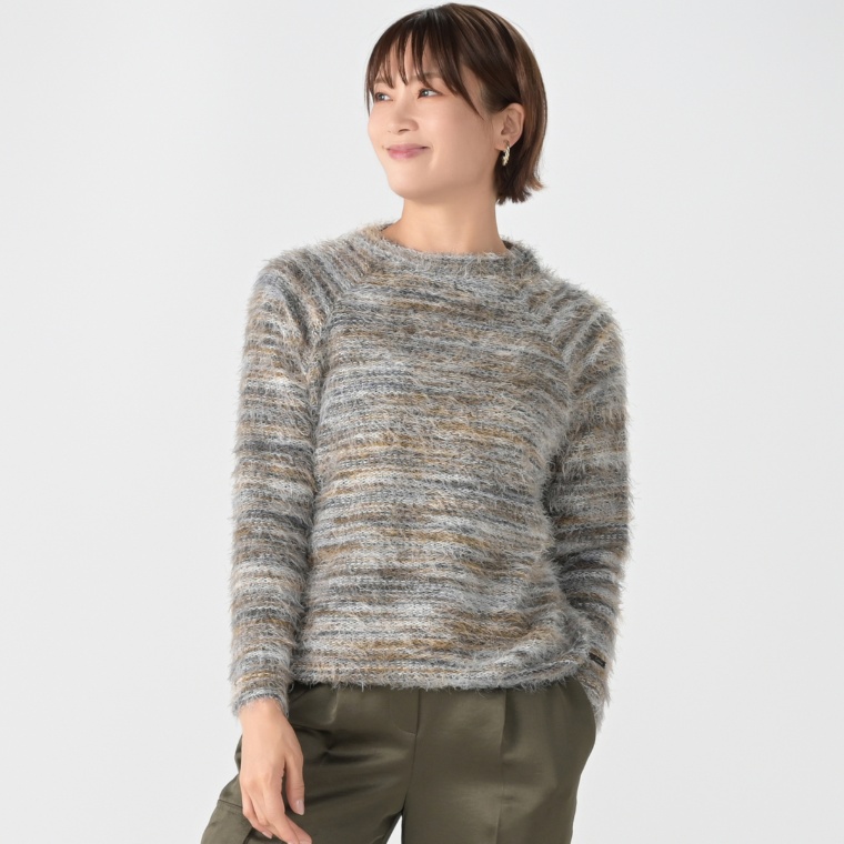 calma MIXカラーシャギー ラグランプルオーバー