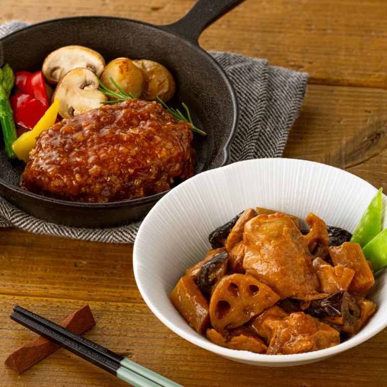 ハンバーグ&鶏と根菜のうま煮計6袋