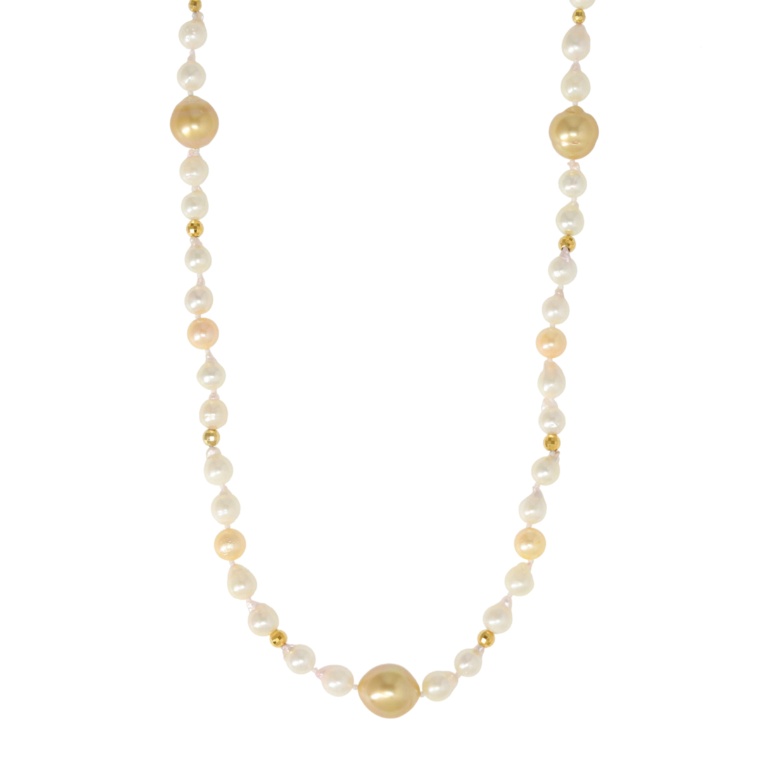 GoldSkin 白蝶&アコヤ真珠ロングネックレス