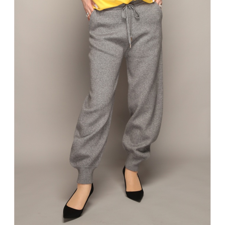 Anne Coquine コアスパンヤーンニットクリスタルバレルパンツ