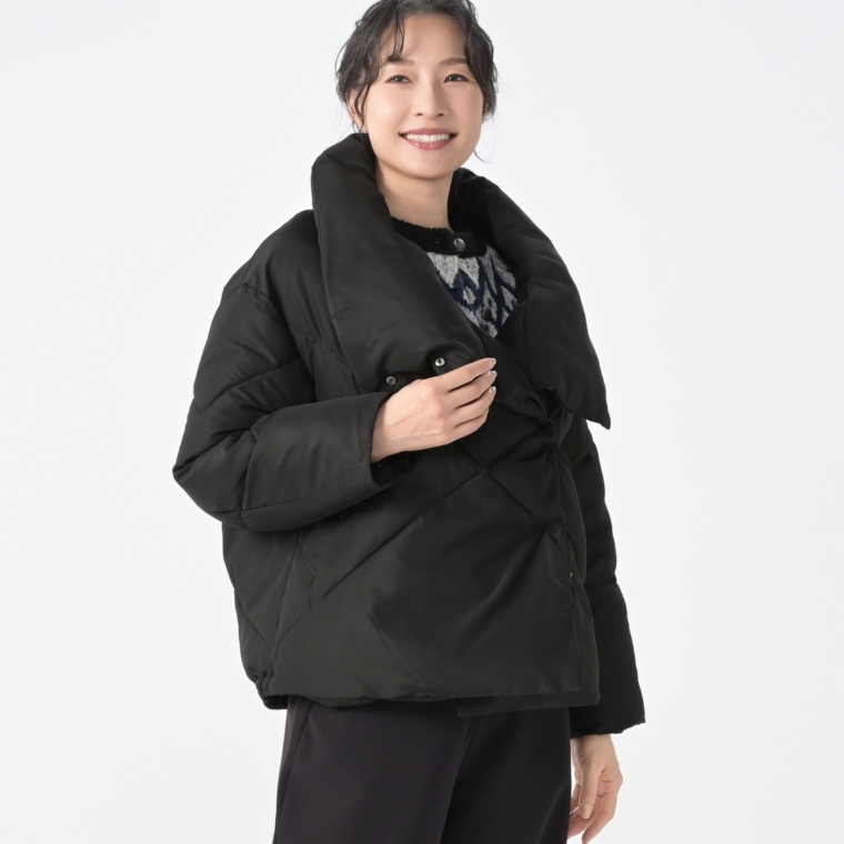 calma クロスステッチ アレンジカラー撥水パファーコート