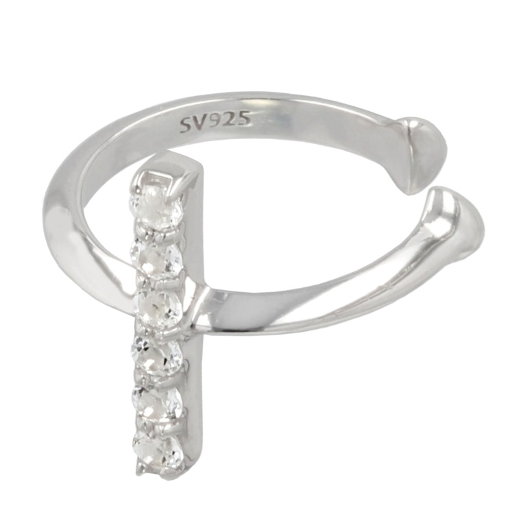 シルバー925ホワイトトパーズバーデザイン片耳用イヤーカフ