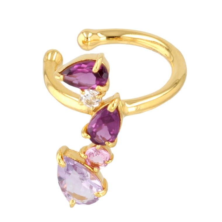 シルバー925 マルチカラーストーン片耳用イヤーカフ