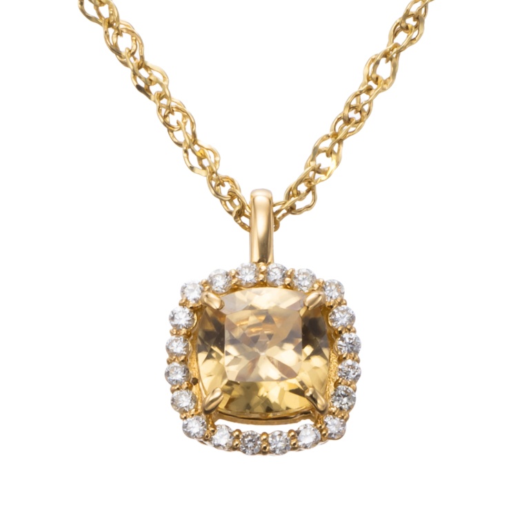 カナリーイエロージルコン18KYGペンダント1.3ctUP