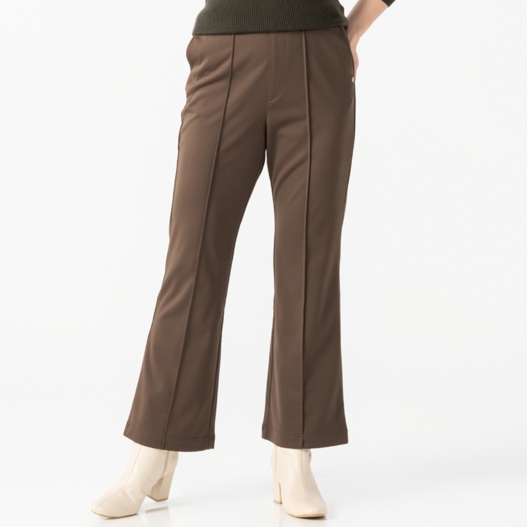 MORNMAGIE 裏起毛リラクシーフレアーピンタックパンツ