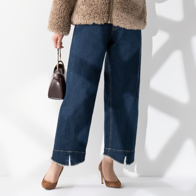 MERCI GRACE 裾フリンジデザインデニムパンツ