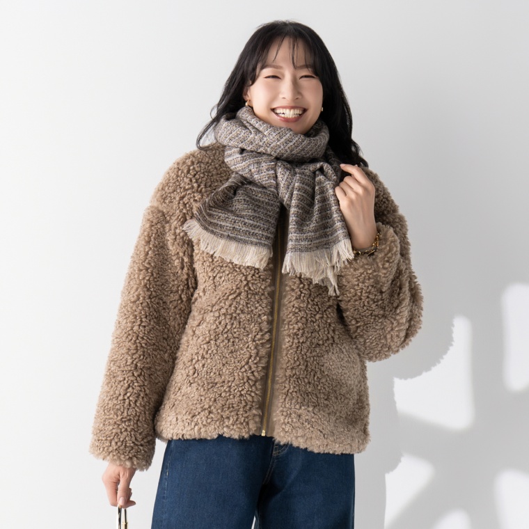 MERCI GRACE プードルボアノーカラーブルゾン