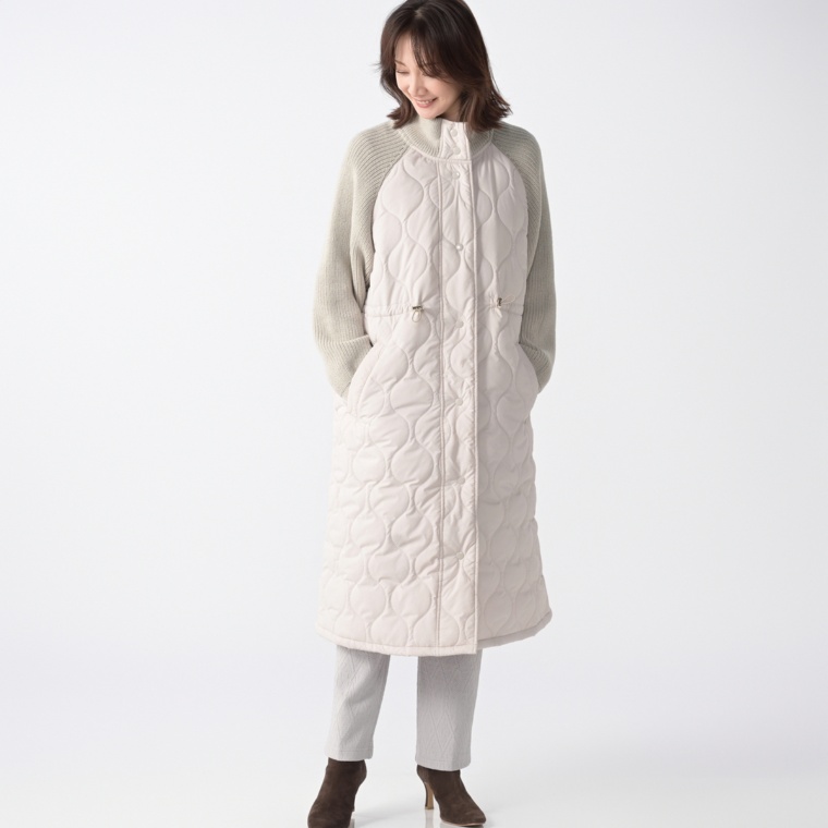 Remite ニット×キルティングコート