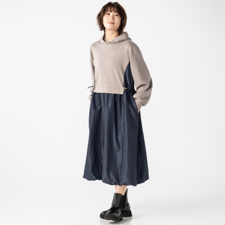 Remite タフタバルーンパーカーワンピース