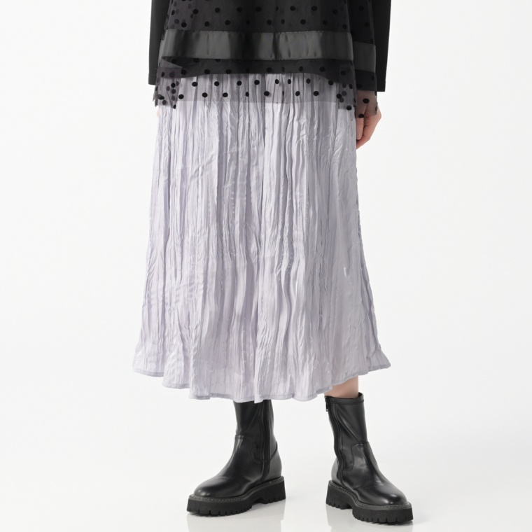 Remite グロッシーサテンプリーツスカート