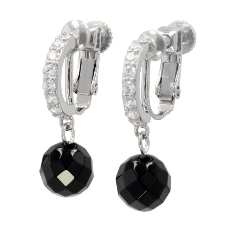 eclat ナチュラルストーン CZハーフフープイヤリング/ピアス